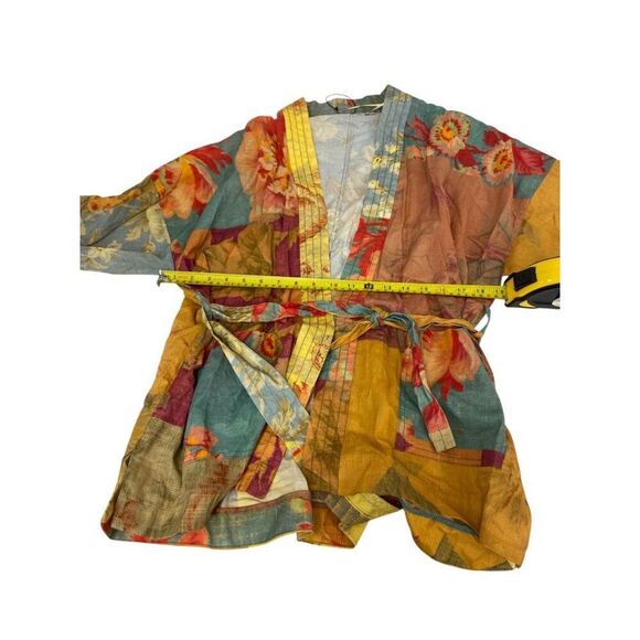 Zara Womens Kimono Blouse XS-S Multi Patchwork Print Belted 8291/044 NWOT - Picture 7 of 11